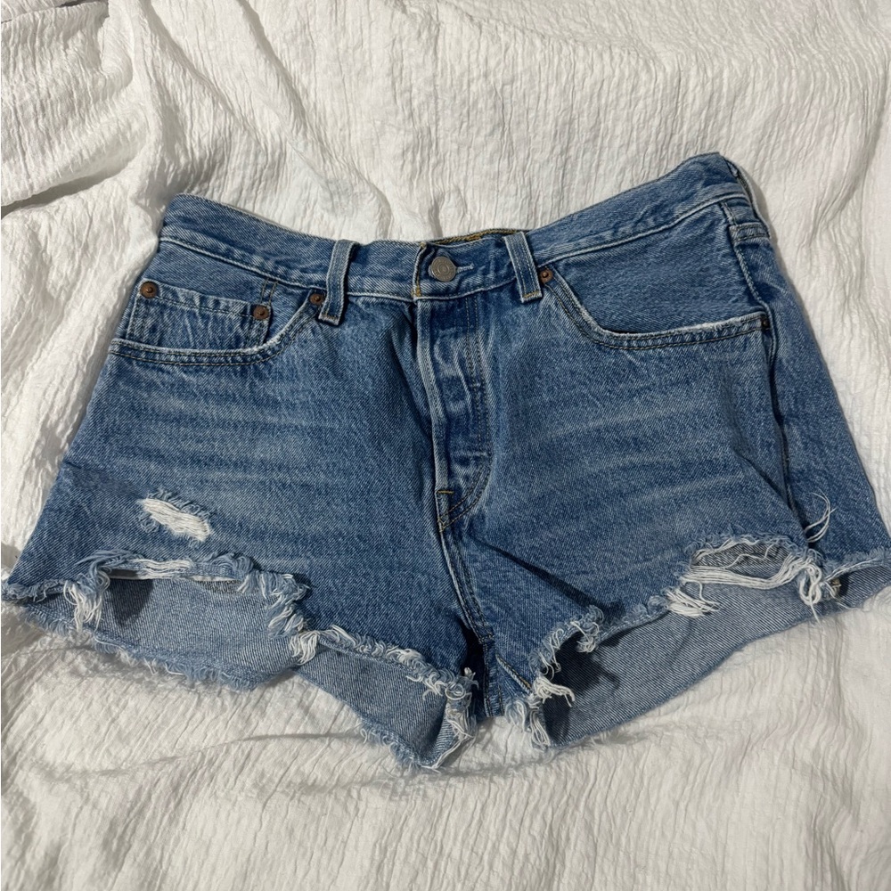 Blue Denim Levi 501s Women's Shorts